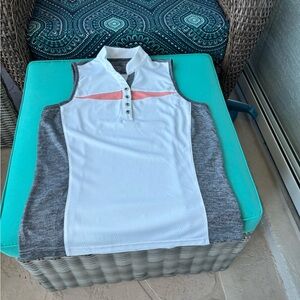 Sleeveless White and Gray Shirt